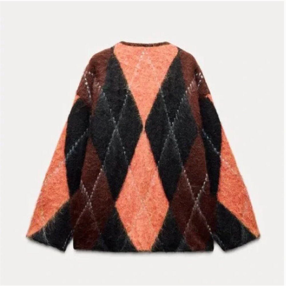 Zara KNIT JACQUARD CARDIGAN NWT - Picture 11 of 14